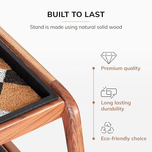 Anji Mountain Heavy Duty Waterproof Wooden Shoe Storage Mat Organizer/Boot Storage Tray Multi Use for Entryway with Coir, Tan and Ivory Insert, 2 Tier, Fits 4 Pair (26.5" Wide) - color: Tan and Ivory, size: 2 Tier, Fits 4 Pair