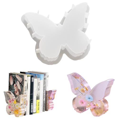 Large Butterfly Bookends Resin Mold 3D Butterfly Animal Silicone Mold Book Organize Mould Art Decor Home Ornament Epoxy Resin Casting Mold for Desktop Organizer DIY