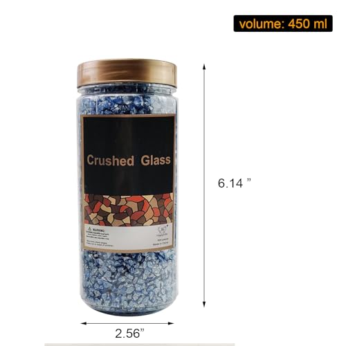 HappyFiller 1.3 Pound Broken Crushed Glass 3-7mm Fairy Garden Succulent Gravel Soil Cover Mini Stone Pieces,Vase Filler,Candle Holder Decor Mini Rock,DIY Resin Art,Paint,Craft Glitter,Pacific Blue - color: Pacific Blue