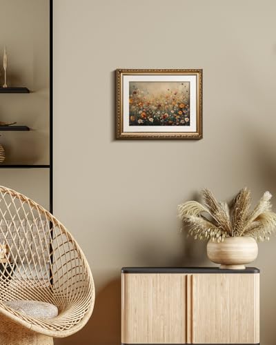 InSimSea Gold Picture Framed Wall Art, Living Room Nature Landscape Flower Wildflower Canvas Print Wall Decor, Vintage Landscape Home Farmhouse Decor, Antique Paintings with Frame 13x16inch - color: Daisy Flower Sea, size: 16"L x 13"W