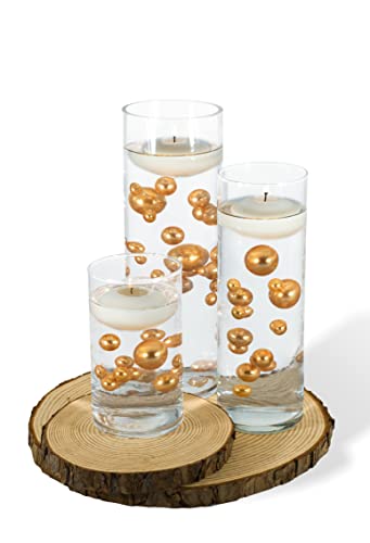 300 Floating Gold Pearls- Large Sizes- Fills 4 Gallons for Your Vases - color: Gold, size: 4 Pks