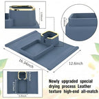 Luxury Gold Trim Couch Cup Holder Tray - Weighted Silicone Anti-Spill Sofa Armrest Organizer, Non-Slip Recliner Tray Table for Drinks, Remote, Phone - Fits Most Couch Arms, Home Gift,Blue - color: Blue