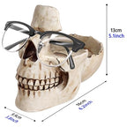 READAEER Skull Glasses Stand Holder, Creative Eyeglasses Holder, Sunglasses Spectacle Display Rack, Key Holder Resin Sculptures for Entryway, Home, Office, Desk, Nightstand (White) - color: White