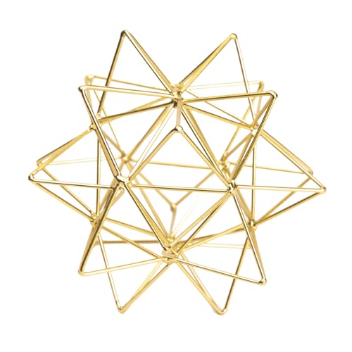 5.75" Gold Decorative Sphere, Metal Geometric Tabletop Decoration, Abstract Gold Decorative Ball, 3D Tabletop Sculpture for Home Metal Sphere Decor - color: Gold-5.75 in