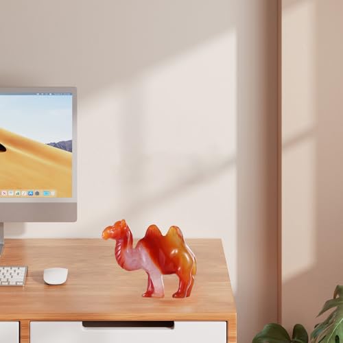 2.5" Crystal Camel Statue Red Carnelian Animal Carvings Collective Camel Sculpture Healing Stone Paperweight Home Gifts Decor - color: Red Carnelian