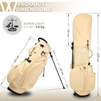 Luxury Womens Golf Bag, PU Leather Golf Stand Bag for Women/Ladies, 14-Way Full-Length Top Dividers, Ultra Lightweight, Large Pockets for Accessories - color: Sandstone