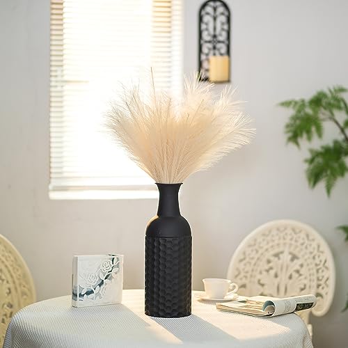 Sziqiqi Large Black Vases Tall 27inch - Metal Floor Standing Vase Set of 3 Modern Honeycomb Texture Big Standing Vase for Living Room Dining Bedroom Home Corner Hallway Indoor Office - style: Large Black Vases