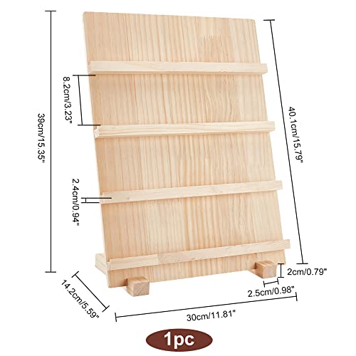 PH PandaHall 4-Tier Wooden Earring Display Stand, Retail Jewelry Display Riser Removable Showcase with Slots Rustic Earring Display Card Holder for Selling Craft Showing Exhibition Jewelry Storage
