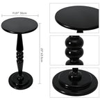 SwallowLiving Black Side Table, 25" Tall Small Round End Table for Small Spaces, Solid Pine Wood Pedestal Drink Table, Narrow Accent Table for Living Room, Bedroom & Entryway, Matte Black Finish - color: Black Spindle