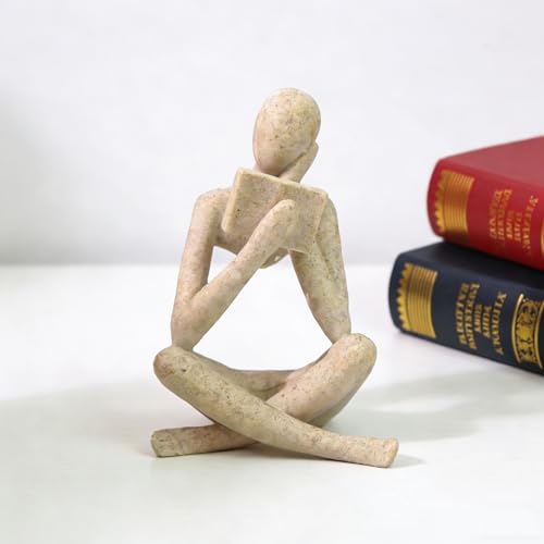 Bookshelf Decor, Coffee Table Decor, Library Decor Sculptures - Abstract Thinker Statue, Resin Modern Art Sculptures for Living Room, Office Desk, Home Decor (Beige(B)) - color: Beige(b)