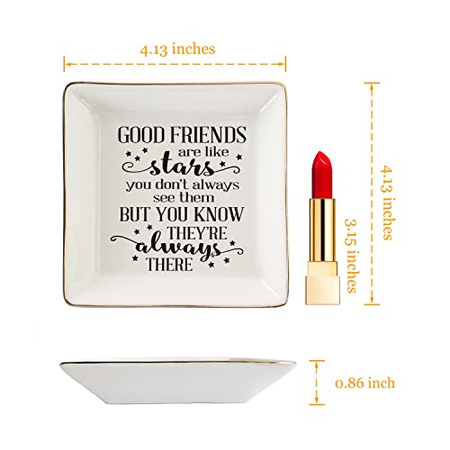 HOME SMILE Good Friends Bestie Birthday Gifts for Women Her Ring Trinket Dish Jewelry Tray-Good Friends are Like Stars - You Don't Always See Them But You Know They're Always There, Friendship Gifts - style: Good Friends