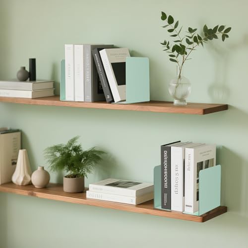 Book Ends, 2 Pieces Metal Bookend for Shelves, Bookends for Heavy Books, Book Holders for Shelves, Desk Organizers, Book Dividers for Office, School, Bookstore, Home - color: E-green-smooth Surface, size: 2 Pieces