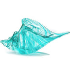 QFkris 9.9" Hand Blown Glass Conch Seashell Figurine Home Decor Art Glass Sea Shell Sculpture - color: Aquamarine