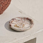 ZSHAWN Natural Calacatta Viola Ring Dish Jewelry Tray – 5.5" Trinket Dish for Rings Earrings Necklace, Scratch-Resistant Vanity Organizer, Elegant Gift for Women (Pink & Red) - color: Pink & Red Calacatta Viola Marble