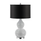 SAFAVIEH Lighting Collection Nicole Modern Silver Bead Base/ Black Shade 25-inch Bedroom Living Room Home Office Desk Nightstand Table Lamp Set of 2 (LED Bulbs Included) - color: Silver/Black - Set of 2