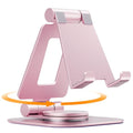 Nulaxy Rotatable Cell Phone Stand, Fully Adjustable Foldable Desktop Phone Holder Cradle Dock, Thick Case Friendly, Compatible with All Phones, Nintendo Switch, Rose Gold - color: B-Rose Gold