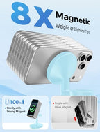 Hevanto 2026 3 in 1 Wireless Charging Station for Apple MagSafe Charger, 15W Fast Magnetic Mag-Safe Charger Stand for iPhone 17 16 15 14 13 12 Apple Watch AirPods Series, Gifts for Men (Ice Blue) - color: Ice Blue