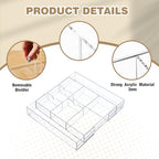Briwooody 2 Pcs Acrylic Desk Drawer Organizer Maximum 12 x 18 x 2.1 Inch Expandable Drawer Organizer Trays with 8 Adjustable Compartments Desk Accessories for Makeup Silverware Office Bathroom - size: 12 x 18 x 2.1 Inch