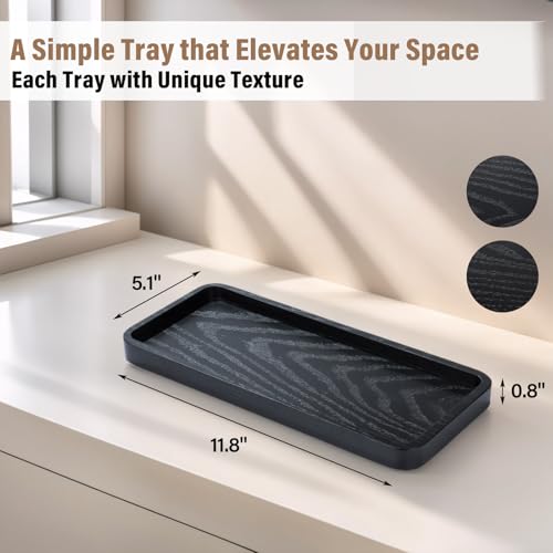 Wooden Bathroom Vanity Tray, 11.8" Bathroom Tray for Home Décor, Countertop Display, Jewelry Organizer, Candle Holder, Wooden Tray for Kitchen Counter，One-piece Red Oak Wood Cutting - size: 11.8" x 5.1" x 0.8"