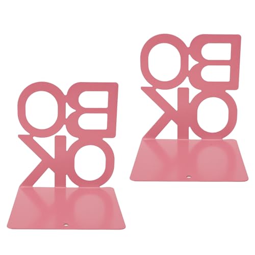 Decorative Bookends Book Ends Books DVDs CD Holder Video Game Organizer for Home Shelves Office School Study Metal Bookends Heavy Duty Non Skid Decorative (Pink) - size: Pink