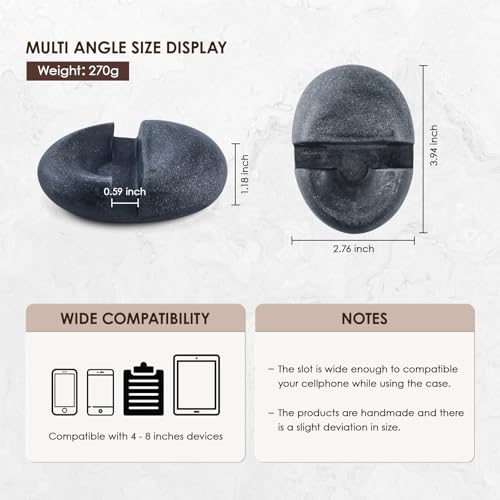 Artificial Stone Cell Phone Stand for Desk Handcraft Pebble Shape Minimalist Decor for Desk Kitchen Counter Office Easy of Use Sturdy and Stable(Black) - style: black pebble stone