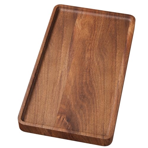 VERTORGAN Acacia Wood Serving Tray,13.8x7.9 Inch Decorative Trays Platter for Coffee Table,Living Room,Bar,Party,Mini Charcuterie Boards Cheese Board,Home Decor - style: 13.8*7.9in