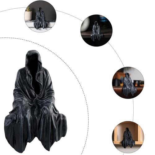 Tabletop Gothic Figurine Grim Reaper Statue - Gothic Spooky Sculpture for Garden or Bookshelf - 5.9 inch Mysterious Resin Dedor - Bookshelf Decor Fantasy.
