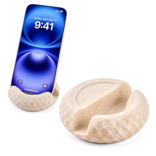 Artificial Stone Cell Phone Stand for Desk Handcraft Diamond Patterned Minimalist Decor for Desk Kitchen Counter Office Easy of Use Sturdy and Stable(Beige Yellow) - style: beige yellow diamond stone