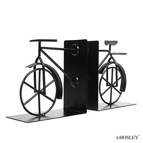 Hosley Classic Bike Bookends - 6.5" Vintage Metal Book Ends for Shelves, Heavy Duty Book Organizer for Desk, Rustic Farmhouse Book Shelf Decor, Antique Style Bookend Set, Cottagecore Home Office Decor