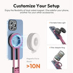 ULANZI MA30 Magnetic Phone Tripod Stand for iPhone - Aluminium Maglock Smartphone Mini Tripod Pocket Cell Phone Stand Strong Magnet Quick Mount Compatible with iPhone 17 16 15 14 13 12 Series, Pink - color: Pink