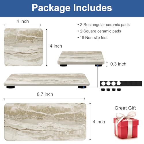 Set of 4 Drying Stone for Kitchen Counter Soap Tray Ceramic Bathroom Sink Trays Hand Soap Dish Stone Quick Dry Mat Toothbrush Sponge Holder Kitchen Sink Caddy Diatomite Coaster Bathroom Trays - color: Stone