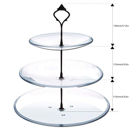 3 Tier Cake Stand Fitttings Kits Fruit Cake Plate Handle Fitting Cupcake Hardware Rod Stand Holder Black Crown 5 Sets（Plate not Included） - color: Black