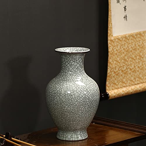 Chinese Ceramic Art Handmade Antique ice Crack Glaze vases Big China Porcelain Flower Bottle Vase Mild Mint Green - color: Mild Mint Green