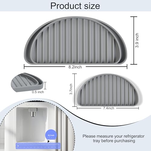 KindGa Refrigerator Drip Tray Catcher, Mini Fridge Drip Tray Protects Ice and Water Dispenser Pan,Fridge Spills Water Pad Catch Basin for Drainage 2 Pack (Semi-Circular,Grey) - color: Gray, size: 2 pack Semi-Circular Grey