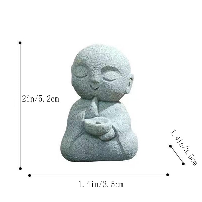 livelyfish Japanese Monk Statue Praying Zen Sandstone Mini Buddha Statues Asian Garden Sculptures for Wealth Good Luck Feng Shui Home Decor, H - color: H