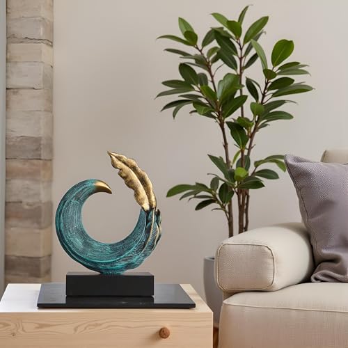 Abstract Art Sculpture, Resin Gold Decorative Statue, Modern Blue Ornaments for Living Room, Decorativas Modernas for Coffee Table/Entryway/Office Collectibles (Blue) - color: Blue