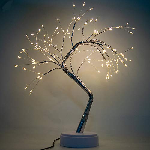 20" LED Firefly Tree Lights | Bonsai - Bedroom, Desk Top, Table Lamp Decoration | USB/Battery Operated | Touch Switch | DIY Adjustable Branches | Home Party Holiday | Warm Lighting