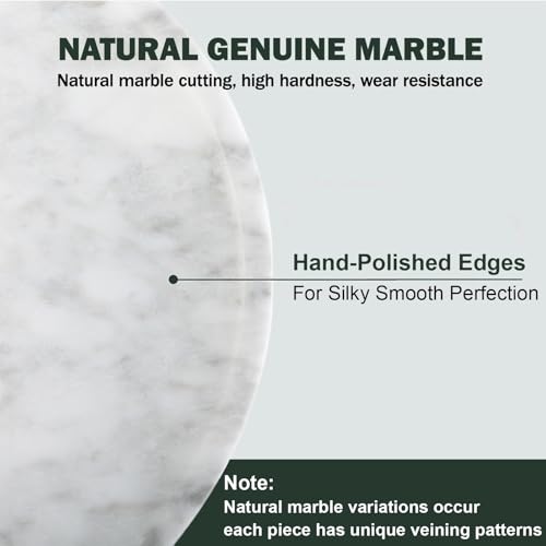 Natural Marble Decorative Tray for Bathroom Bedroom Kitchen Dresser, 11” Round Vanity Trays for Jewelry, Perfume, Cosmetic, Candle, Countertop Storage Organizer for Home Decor White, Arabescato - color: Arabescato, size: 10.9"