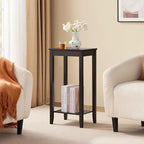 Yaheetech End Table Sofa Side Table with Open Shelf and Solid Wood Legs, Plant/Telephone Stand for Living Room, Couch, Office, Small Spaces, L15xW12xH29 Inch, Dark Coffee - style: Single