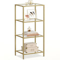 VASAGLE Bookcase, 4-Tier Bookshelf, Slim Shelving Unit for Bedroom, Bathroom, Home Office, Tempered Glass, Steel Frame, Metallic Gold ULGT28G - color: Metallic Gold, size: 4 Tiers (15.7"W x 37.4"H)
