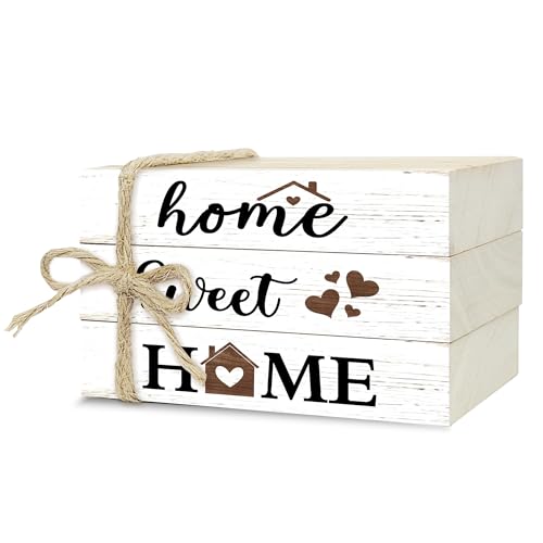 Mini Decorative Books For Home Decor, Small Wood Book Stack For Table Decor, Home Sweet Home decoration Books For Living Room Bookshelf, Farmhouse Stacked Books decoration（L47) - color: home sweet home 2