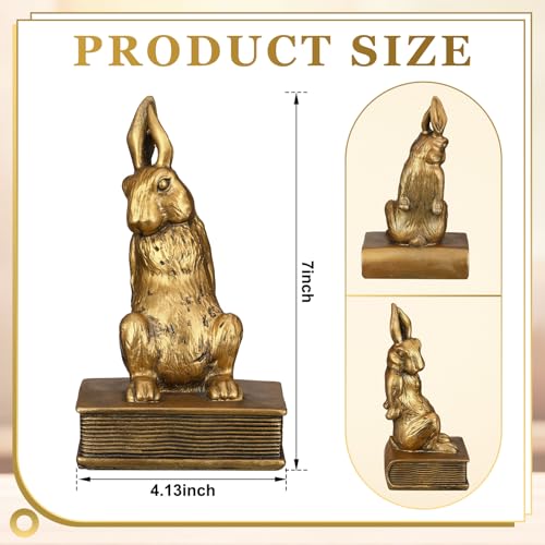 Kathfly Easter Bunny Bookends, Decorative Gold Rabbit Bookends for Shelves Vintage Resin Rabbit Book Ends, Cute Animal Bookend Supports for Home Office, Housewarming Gift, Set of 2 - style: Easter Bunny