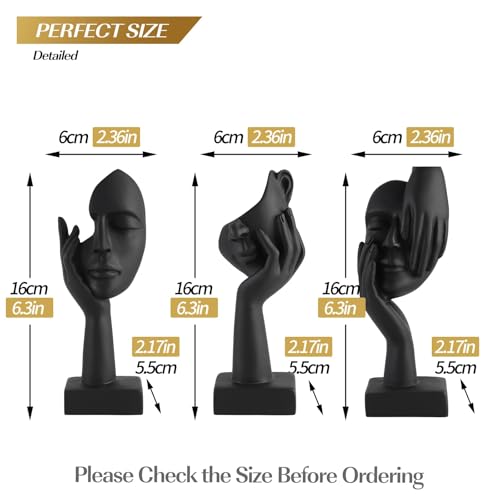 3 Pcs Thinker Small Statue Set - Black Art Abstract Decor, Modern Living Room Decoration, Knick Knacks for Shelves, Table Decor, Office Bookshelf, Shelf Side, Gift for Friends - color: Black Abstract Sculpture Decor