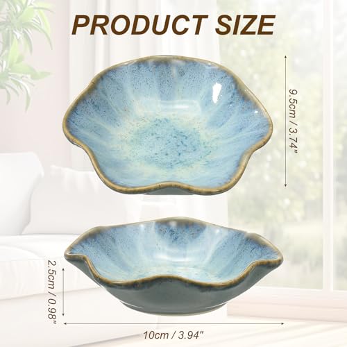 uxcell Candle Holder Plates, 4 Inch Ceramic Candle Tray Tealight Incense Holder Dish Candlestick for Tea Light Aromatherapy Wedding Rustic Vintage Home Decor, Lotus Leaf Retro Blue - color: Retro Blue