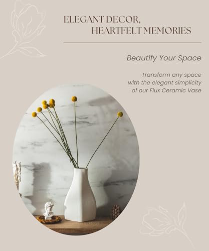 White Ceramic Vase - Elegant Home Decor for Your Beautiful Space - Table Top Decorations, Modern Aesthetic House Accessories - Irregular Shaped Vase for Living Room, Bedroom, Entryway, Gifts