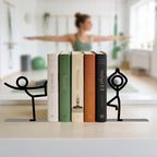 Metal Bookends Yoga-Style Bookends Decorative Cute Book Ends for Shelves Reading Decor Bookshelf Decor Book Stoppers for Bookshelf Home Office Desk Book Lovers Gift - style: Yoga People Decorative Bookends