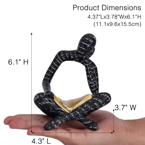 Black Modern Reading Figurine Statue - Abstract Thinker Sculptures Art Ornament for Bookshelf & Desk Decor, Modern Bookworm Reader Figurine for Home Office Living Room Coffee Table - Gifts for Women - color: Reading-black