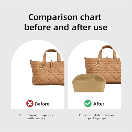 DGAZ Silk Purse Organizer Insert Fits Dior Toujours Bags，Silky Smooth Bag Organizer，Luxury Handbag & Tote Shaper(Biscuit,Toujours L) - color: Biscuit, size: Large