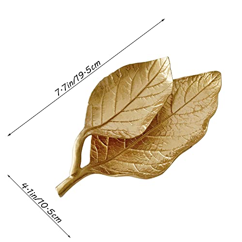 Small Leaf Shaped Trinket Dish, Decorative Gold Jewelry Dish Tray, Ring Hodler Dish Jewelry Organizer - color: 2-Tier Mango Leaf