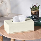 Rectangular Tissue Box Cover for Bathroom,Livingroom,Bedroom, Hand Carved Leather Resin Tissue Box Holder,10 x 5.7 x3.7 in, Beige - color: C-beige
